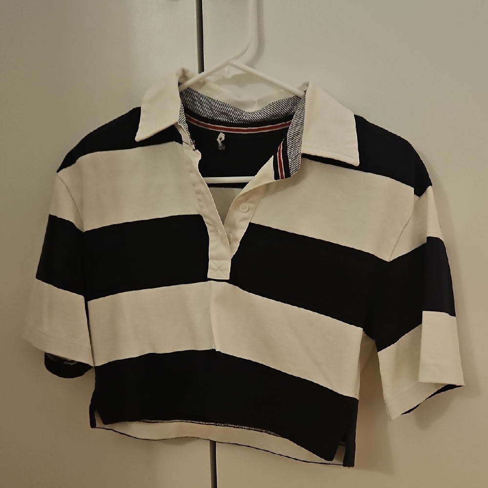 Alice + Olivia Black and White Striped Top